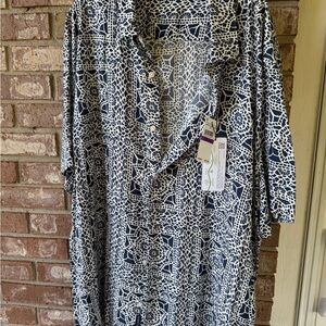 Perry Ellis Geometric Navy and White Shirt Jacket